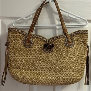 Eric Javits Tan and Brown Woven Tote